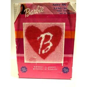 Vintage Caron Pink Barbie Monogram Heart Latch Hook Kit Craft for Adult Kids